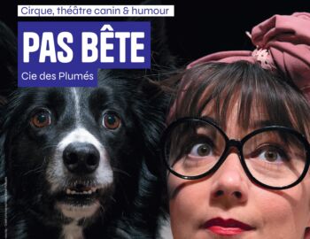 Affiche du spectacle Pas bête avec un chien et l'actrice Diane Dugard